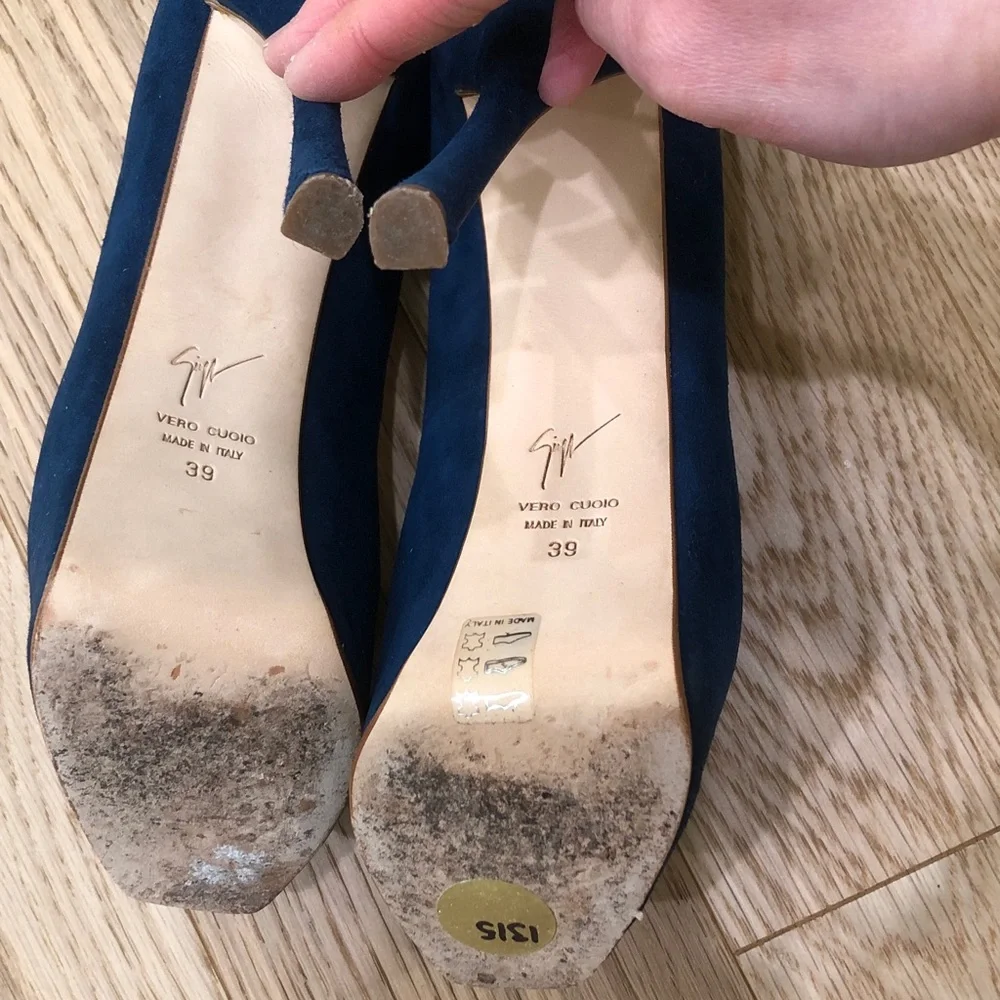 Giuseppe Zanotti Platform Heels Size 9 Blue Gaga Suede